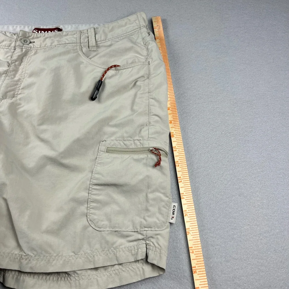 Simms COR3 Men's Fishing Shorts Stone Beige Nylon Cargo Hiking Size Large